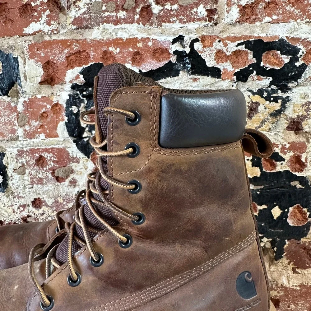 Carhartt Mens 8 Inch Waterproof Leather Work Boots Brown EH CMF8723 Size 8 D